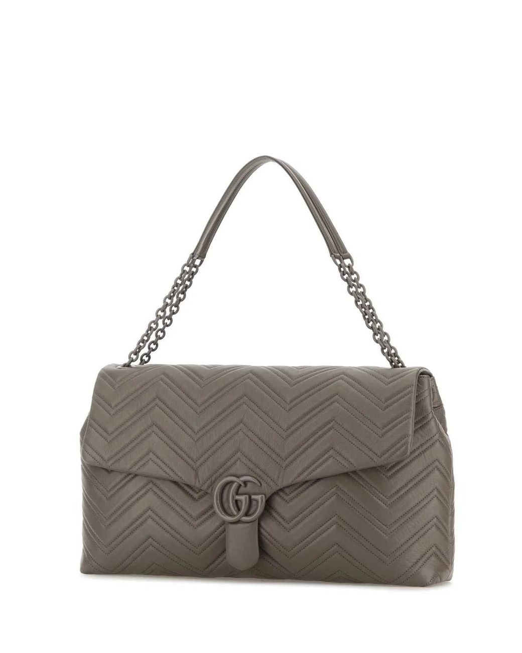 Gucci Gray Leather Maxi Gg Marmont Shoulder Bag