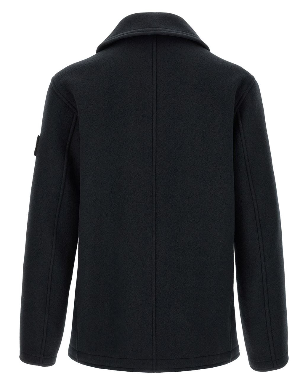 Stone Island Blue Double-Breasted Coat With Logo Badge for men