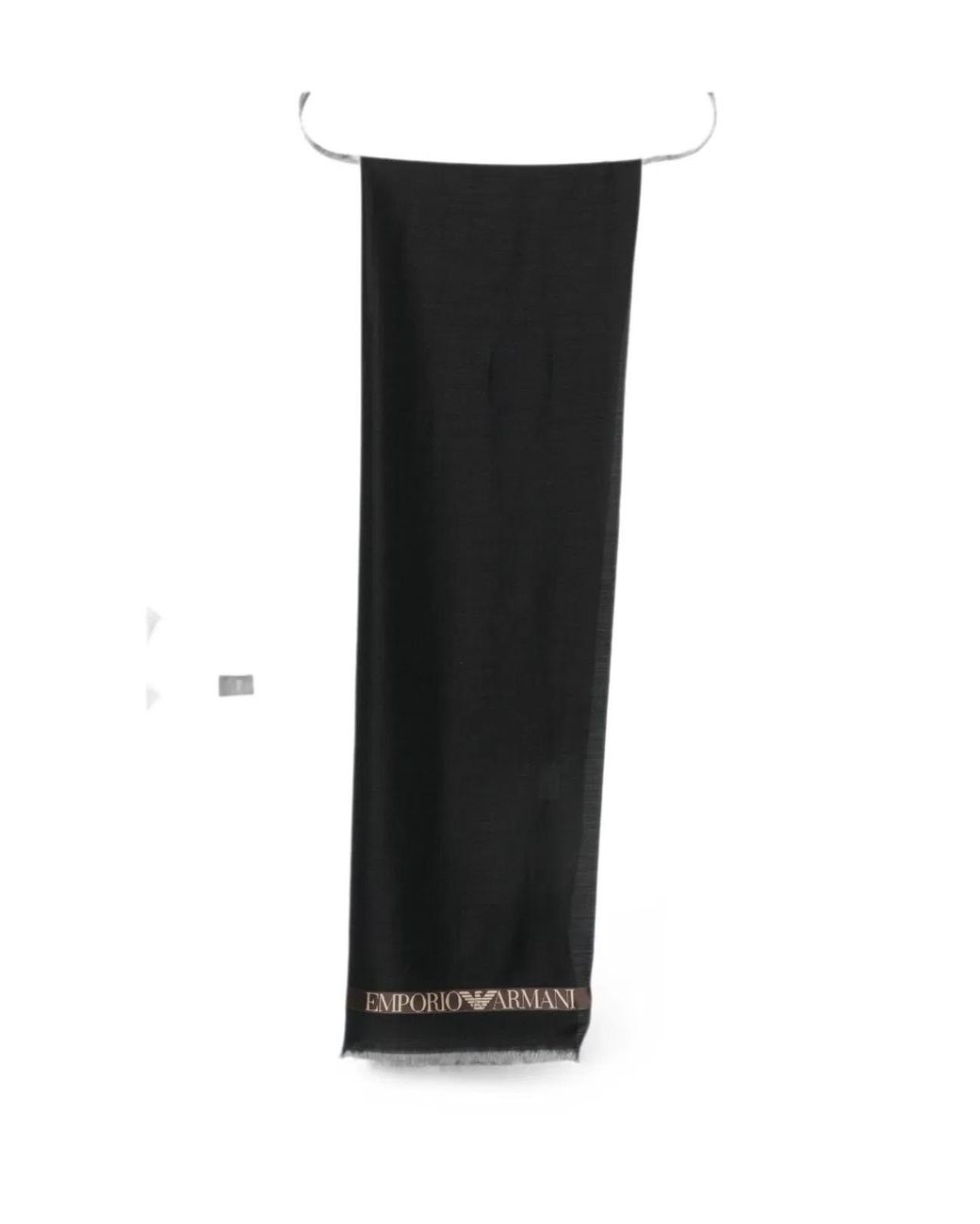 Emporio Armani Black Logo Wool Blend Scarf for men