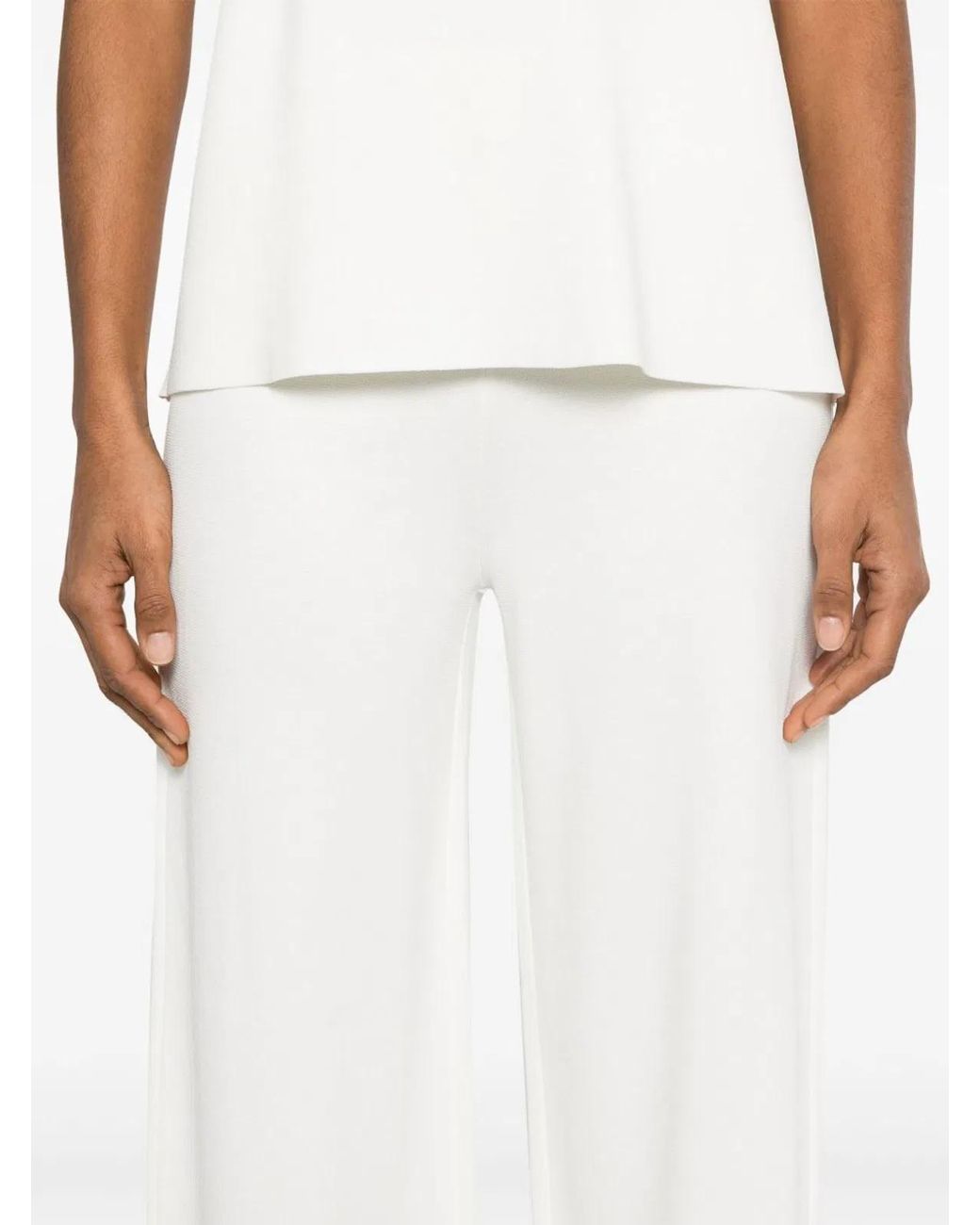 P.A.R.O.S.H. White Knitted Flared Trousers