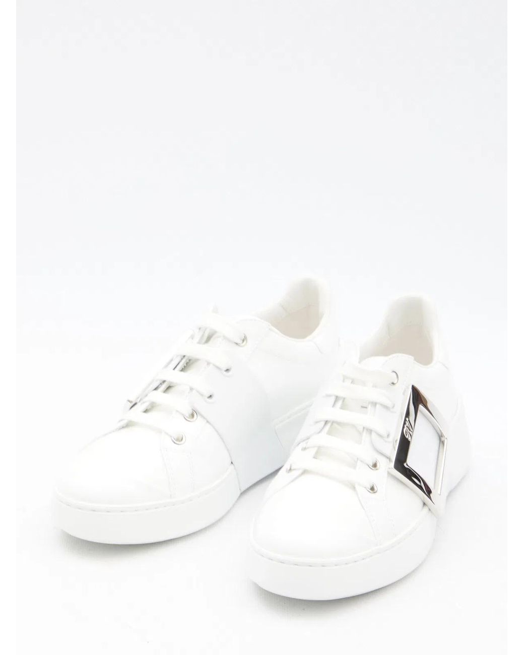 Roger Vivier White Leather Viv' Skate Sneakers
