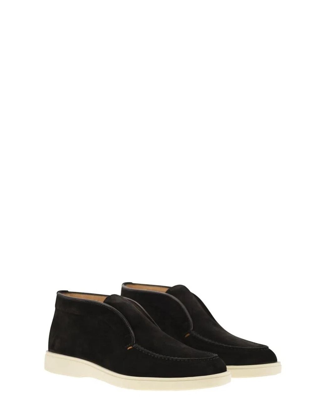 Santoni Black Suede Desert Boot for men