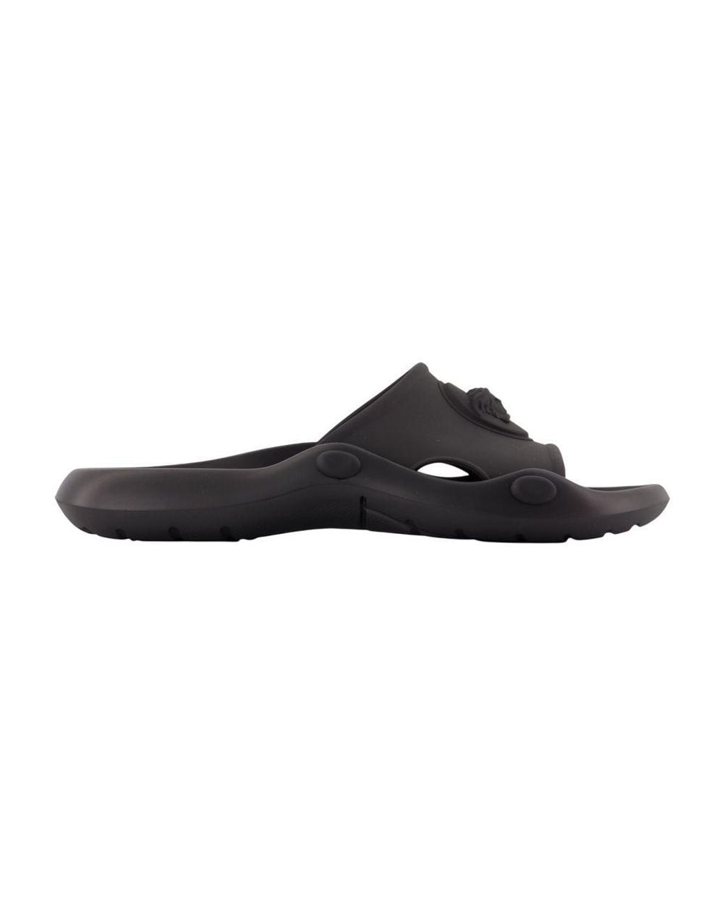 Versace Black Nettuno Rubber Slide for men