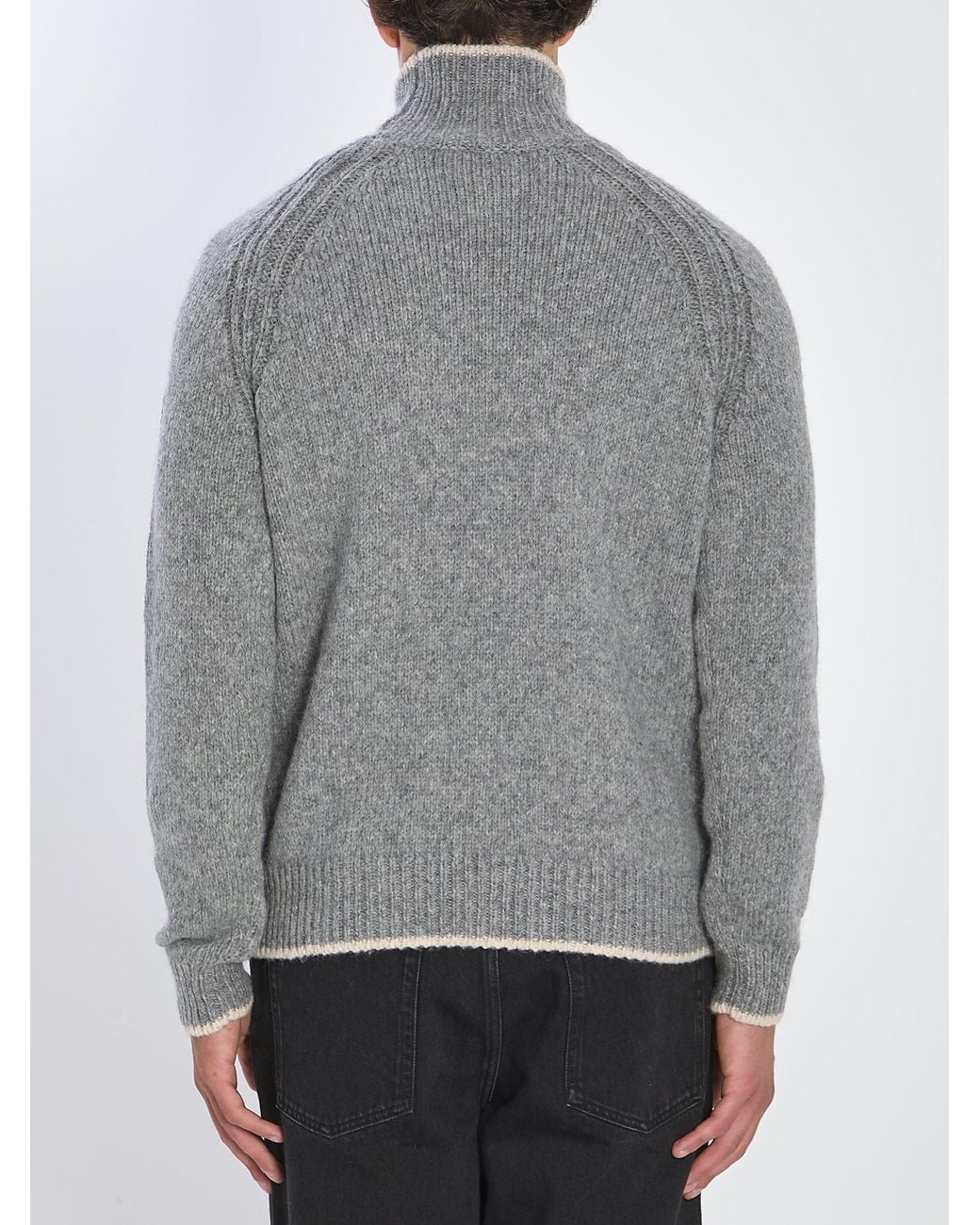 Moncler Gray Alpaca & Wool Blend Turtleneck Jumper for men
