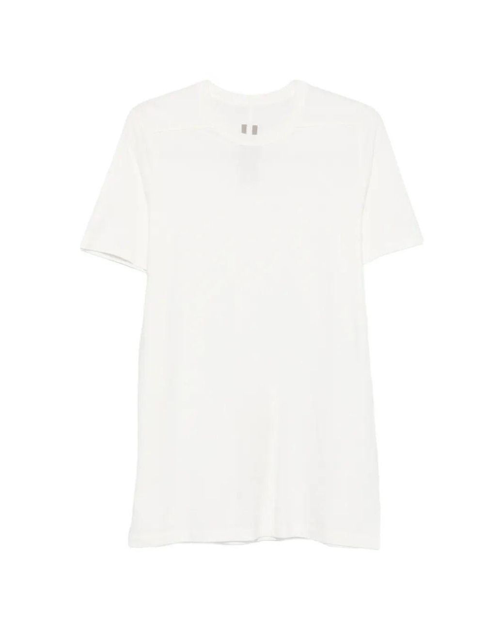 Rick Owens White T-Shirt With Round Neck And Stitching Detail for men