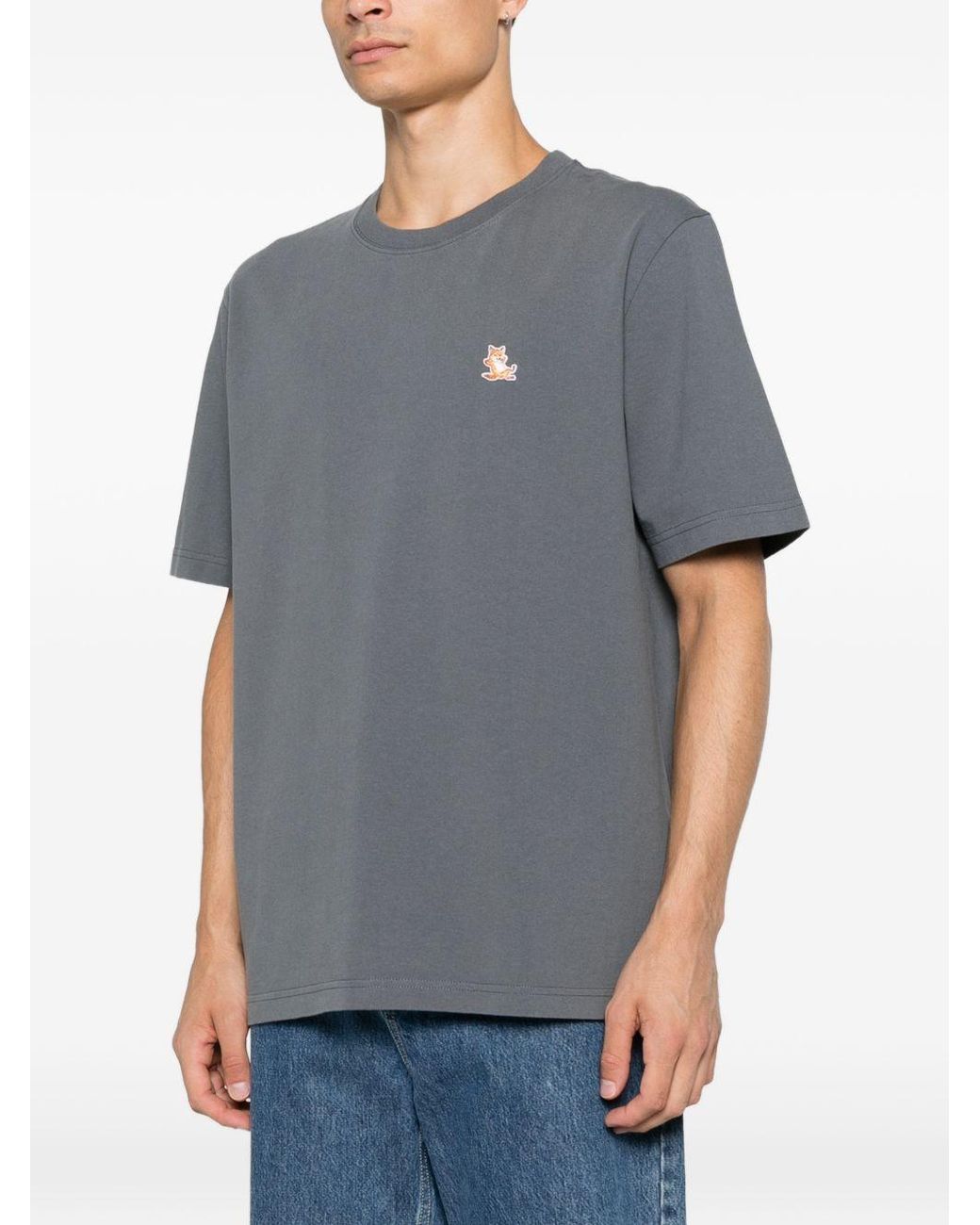 Maison Kitsuné Gray Maison Kitsuné Chillax Fox Cotton T-Shirt for men
