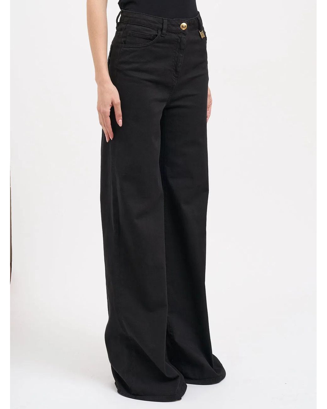Elisabetta Franchi Black Wide Leg Jeans