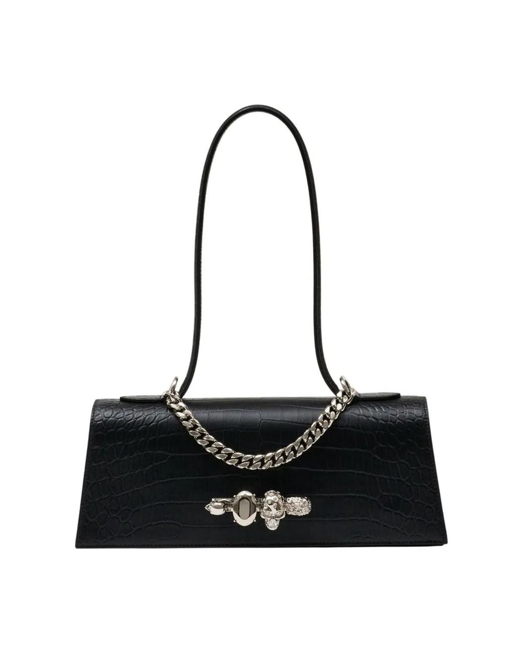 McQueen Black Jewelled Top Handle Shoulder Bag