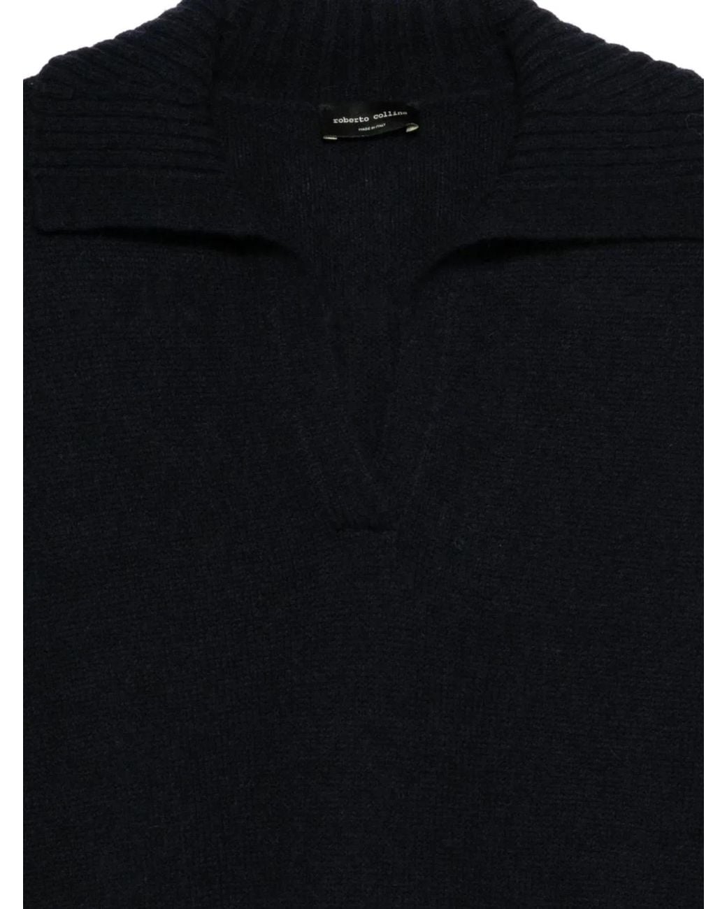 Roberto Collina Black Wool Polo Shirt