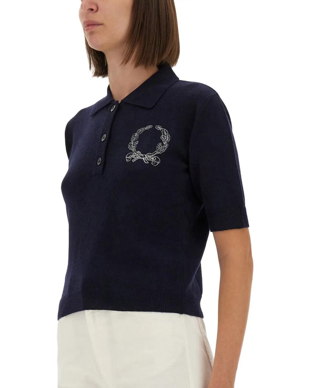 Moschino Couture Blue Polo Shirt With Logo