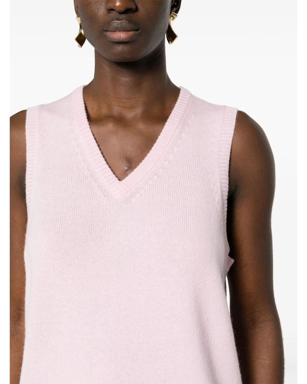 Max Mara Pink V-Necked Wool Vest