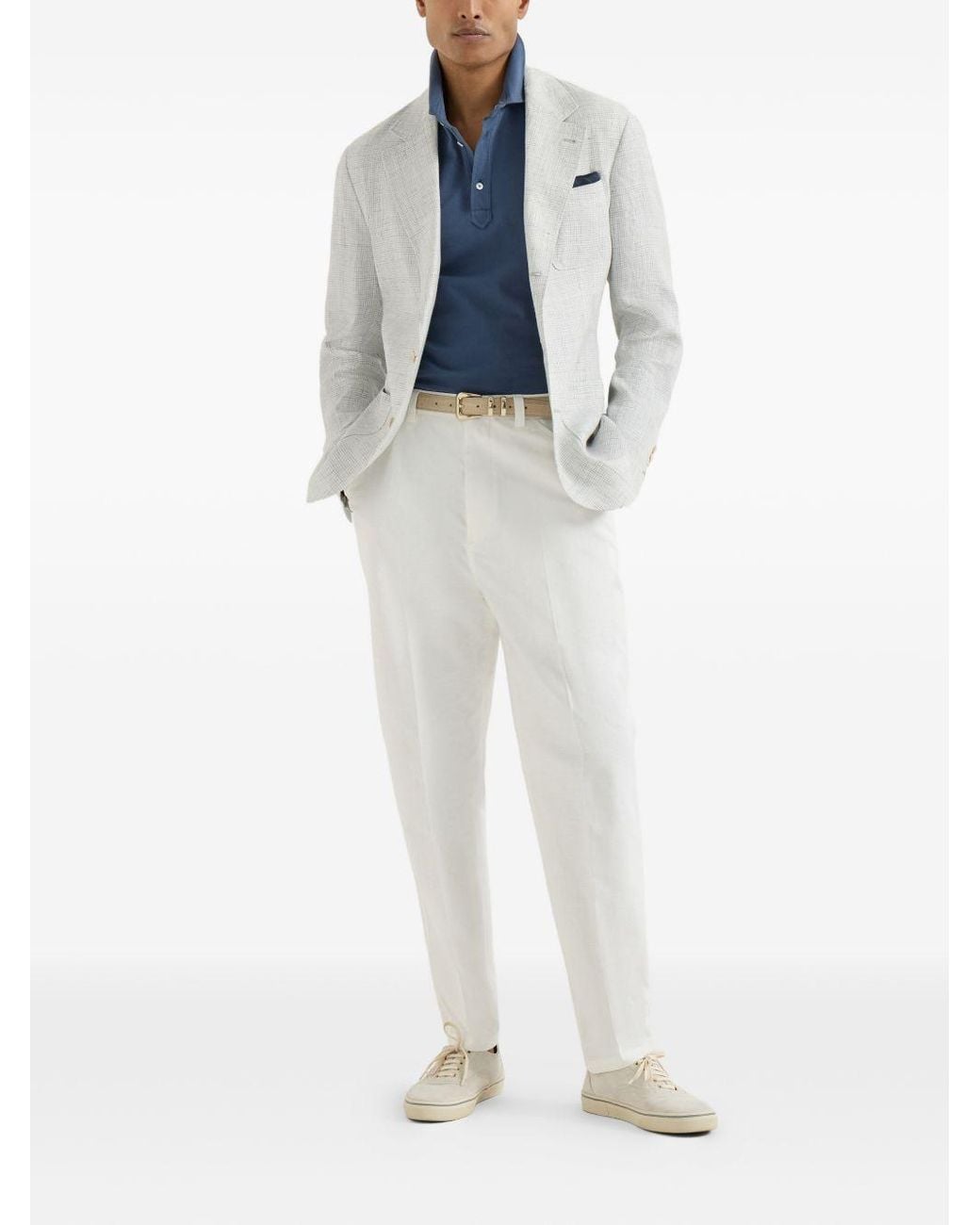Brunello Cucinelli Blue Short-Sleeve Cotton Polo Shirt for men