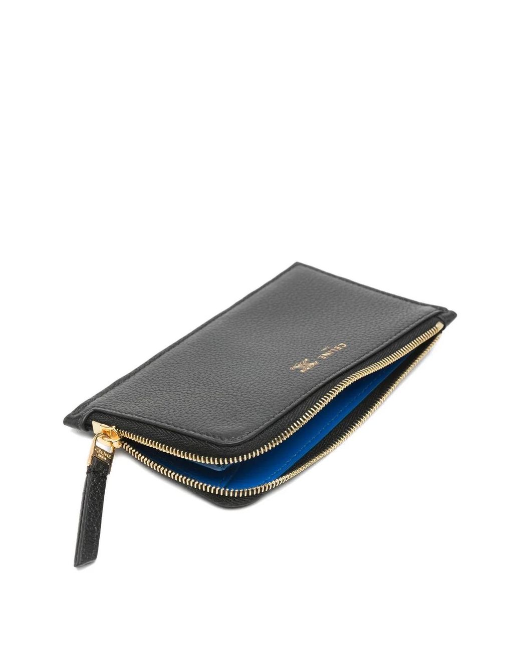 Céline Black Logo Zipped Card Holder