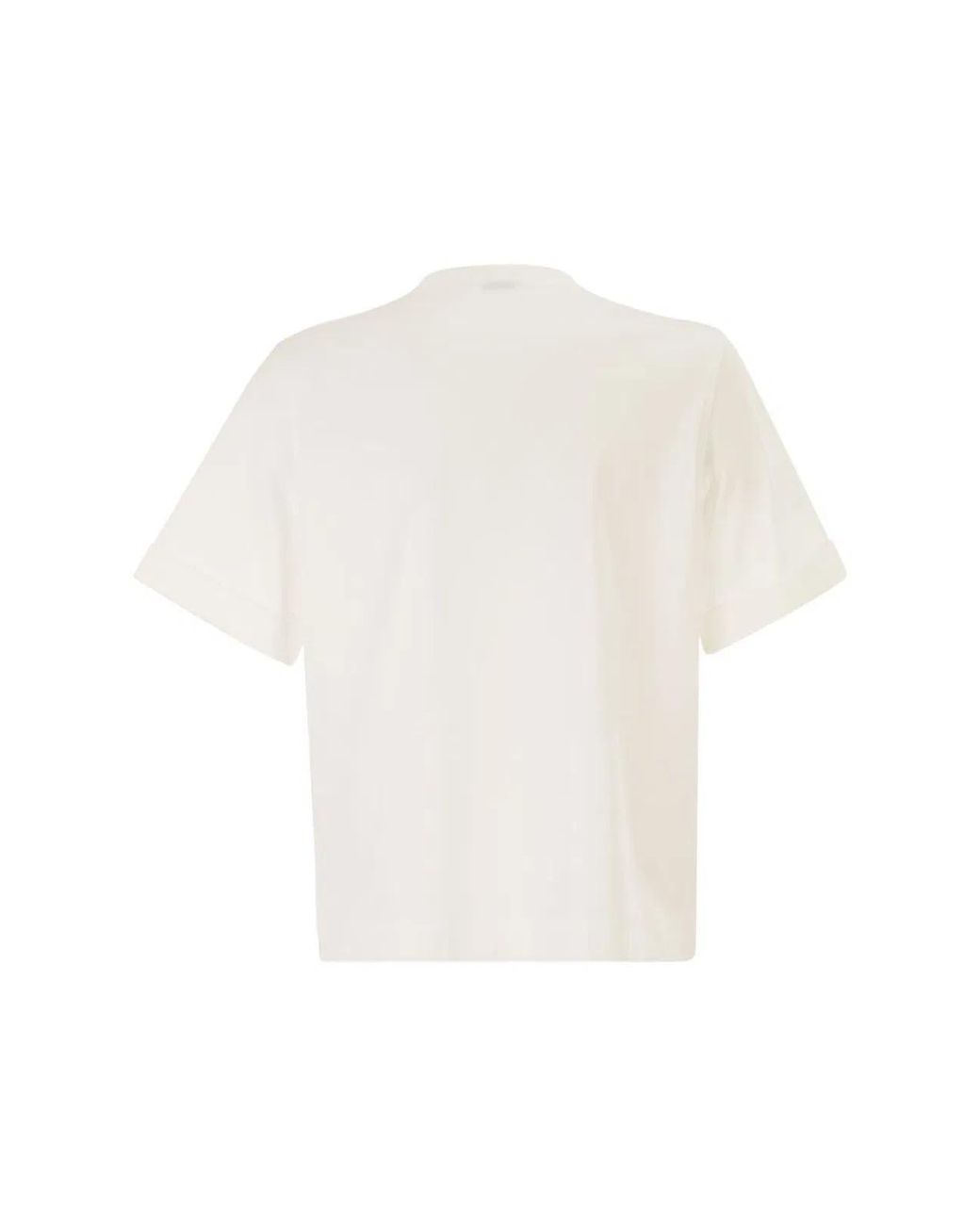 Brunello Cucinelli White Cotton Jersey T-Shirt With Shiny Trims