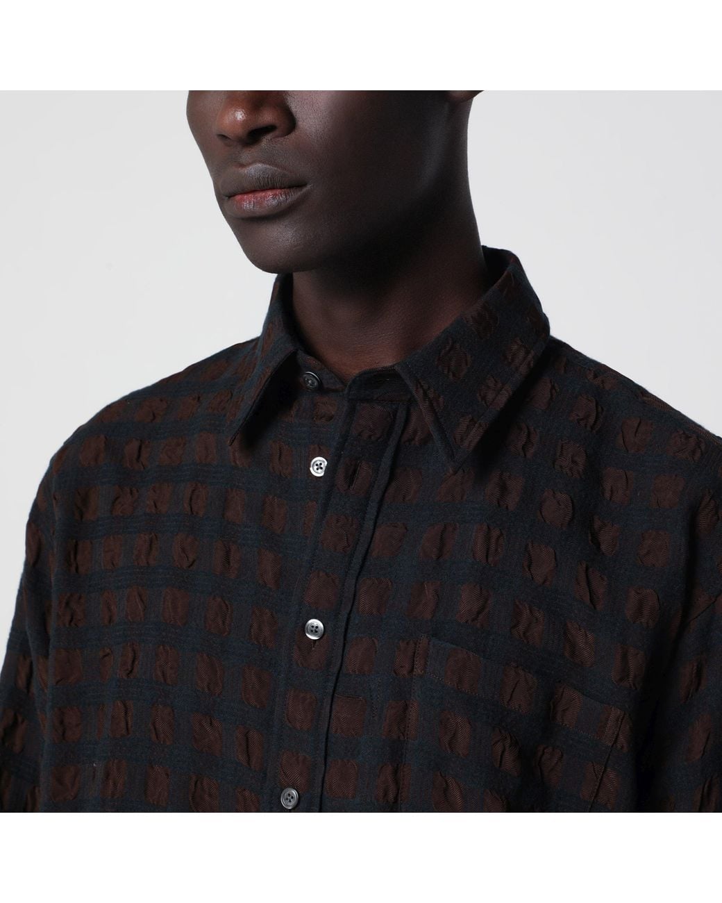Willy Chavarria Black Veterano Check Shirt for men