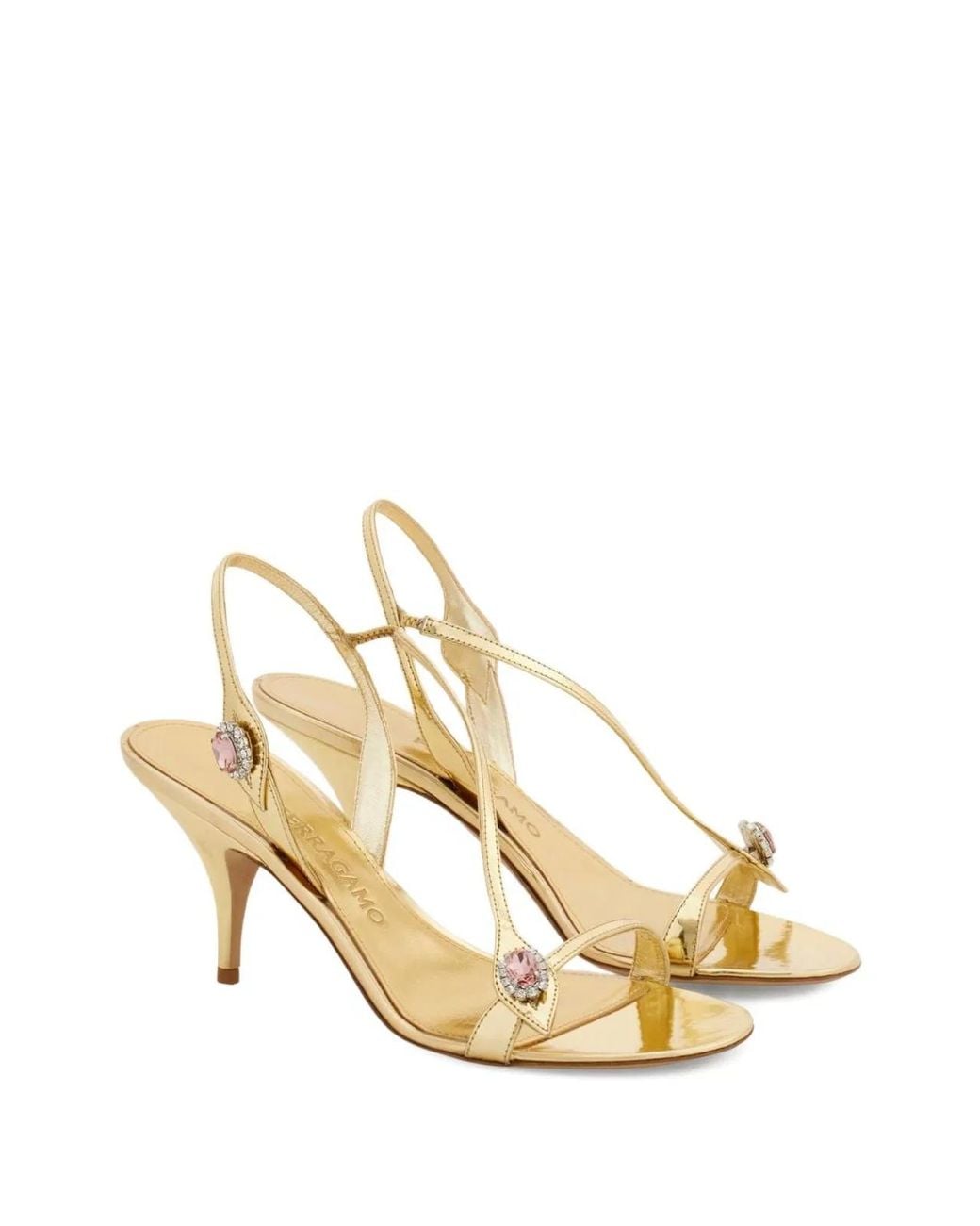 Ferragamo Natural Laminated Leather Sandals