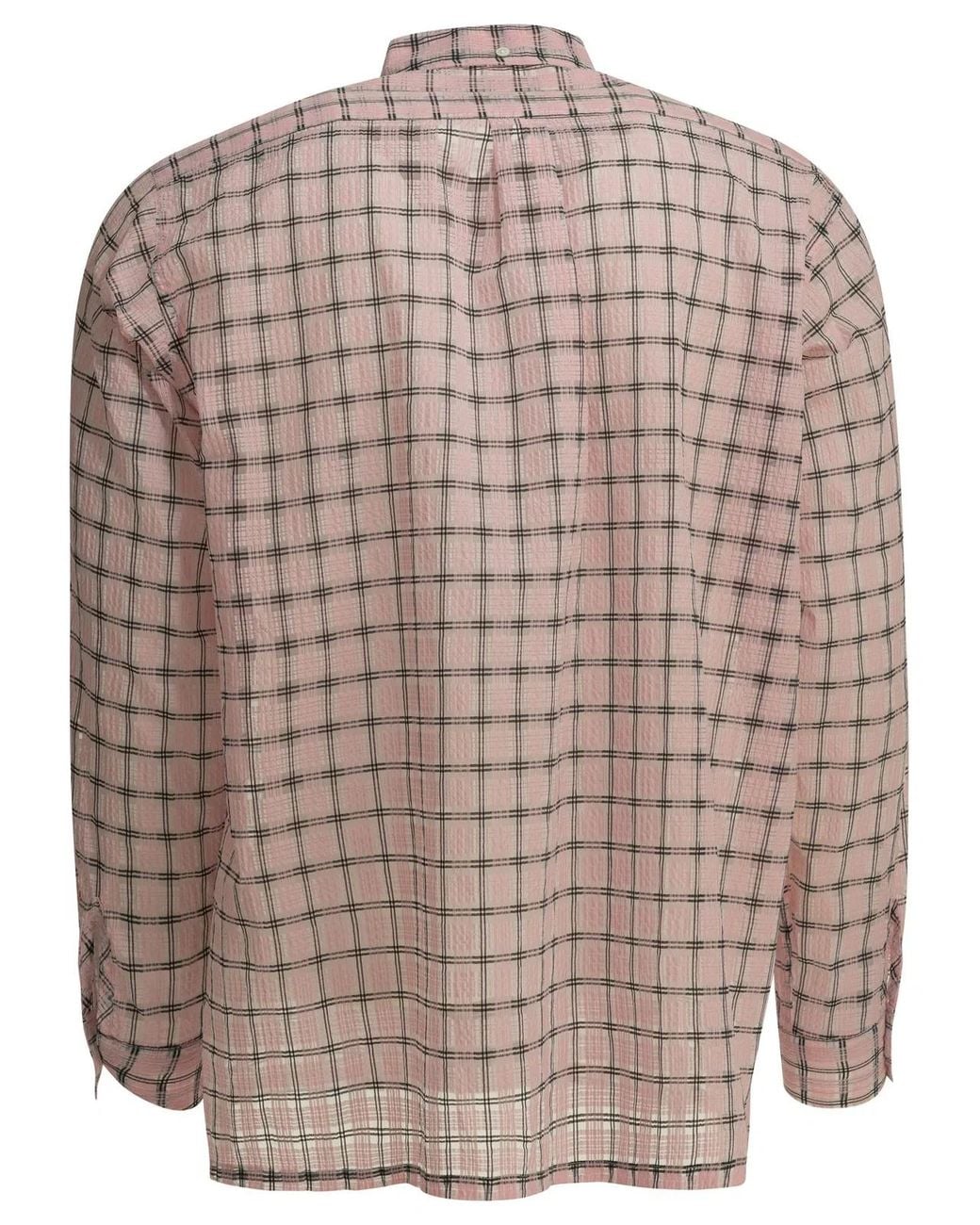 Beams Plus Brown Open Db Nylon Airy Plaid Nylon Casual Shirt for men