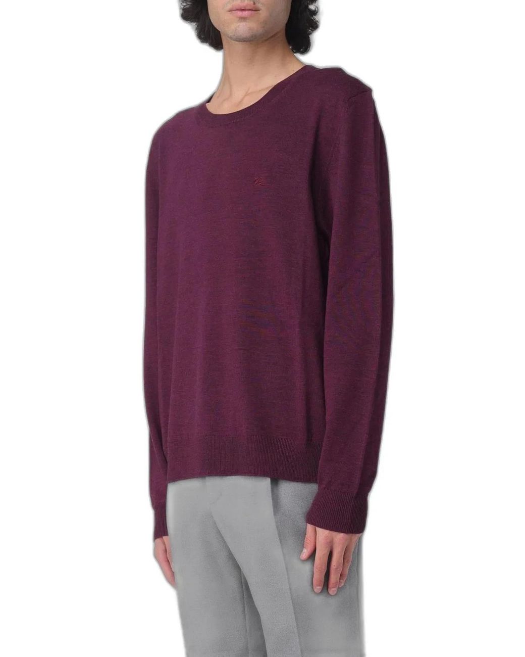 Etro Purple Knitted C-Neck for men