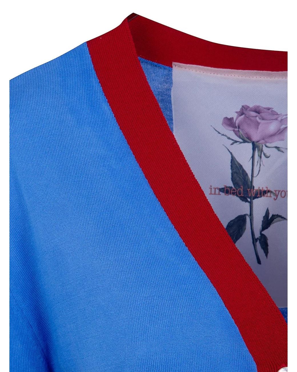 In bed with You Blue V Neck Printed Cardigan