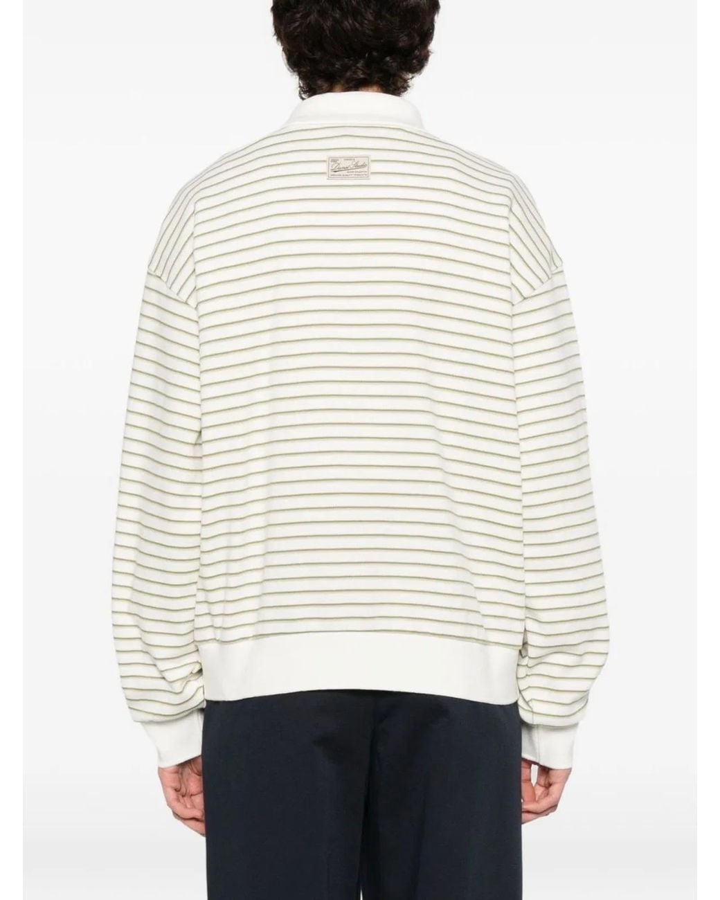 DUNST White Striped Cotton Polo Shirt