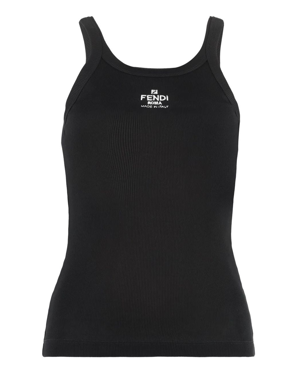 Fendi Black Ribbed Tank Top