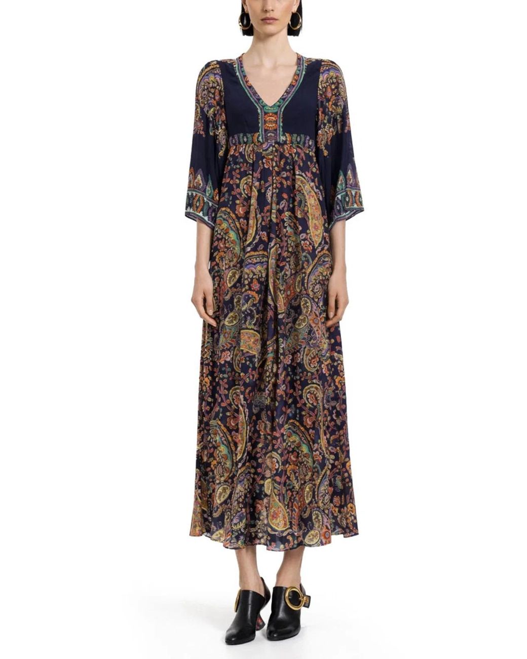 Etro Multicolor Paisley Round Neck Maxi Dress