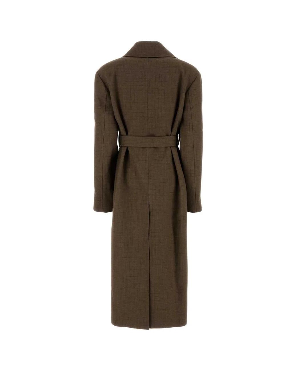 Jil Sander Brown Embroidered Wool Blend Coat
