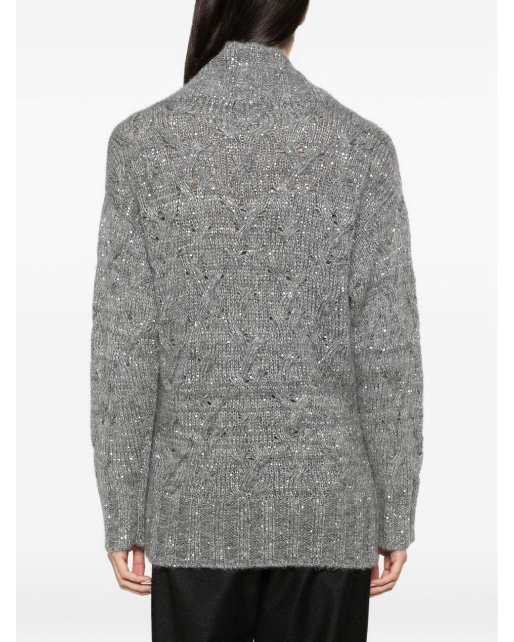 Fabiana Filippi Gray Wool Blend Turtle-Neck Sweater