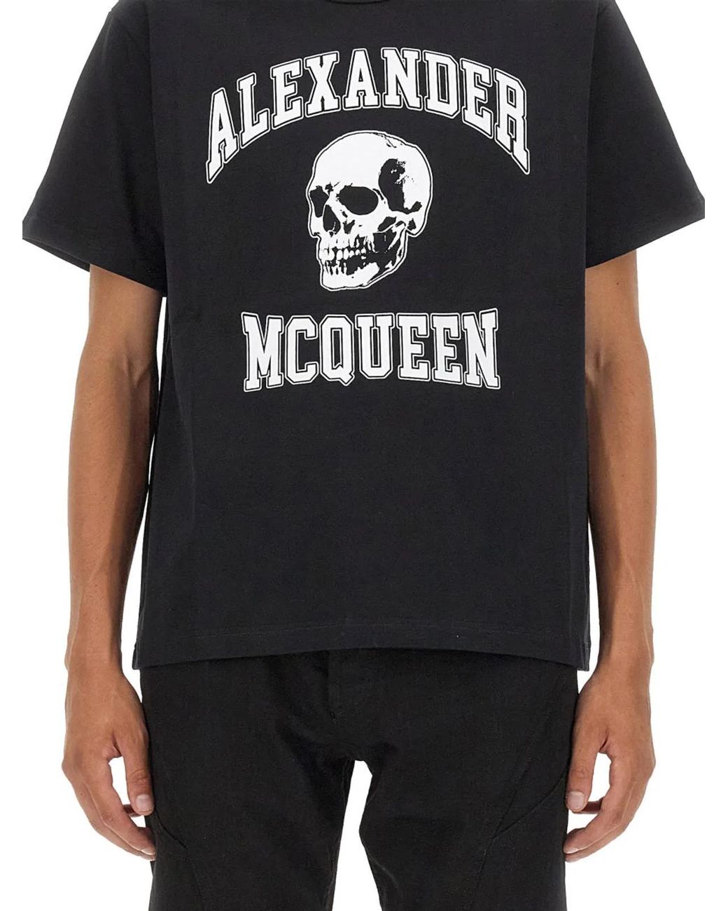 McQueen Black Skull Logo T-Shirt for men