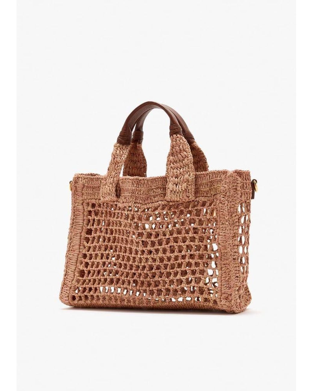 Chloé Brown Antiqued Raffia Summer Banana Shopping Bag