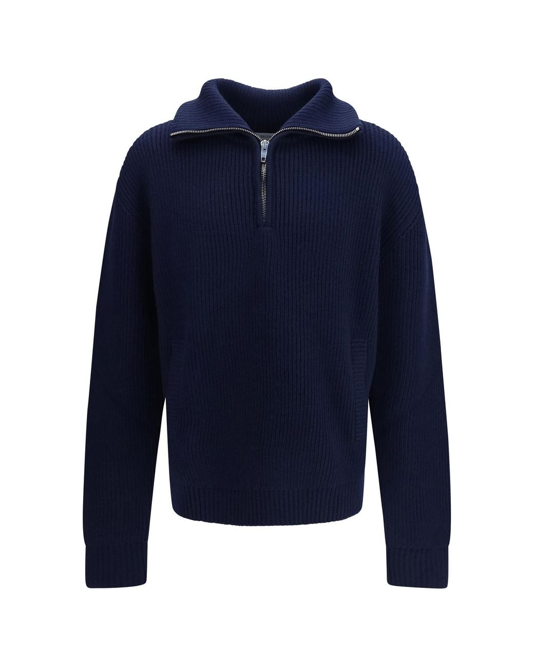 Balenciaga Blue Half Zip Knit Sweater for men