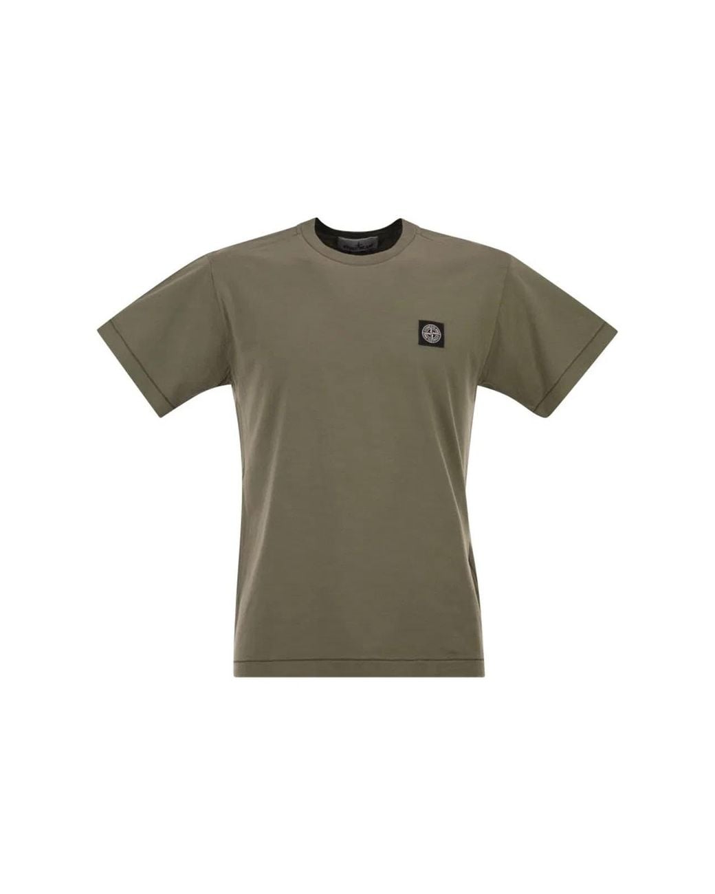 Stone Island Green Slim Fit T-Shirt With Compass Patch for men