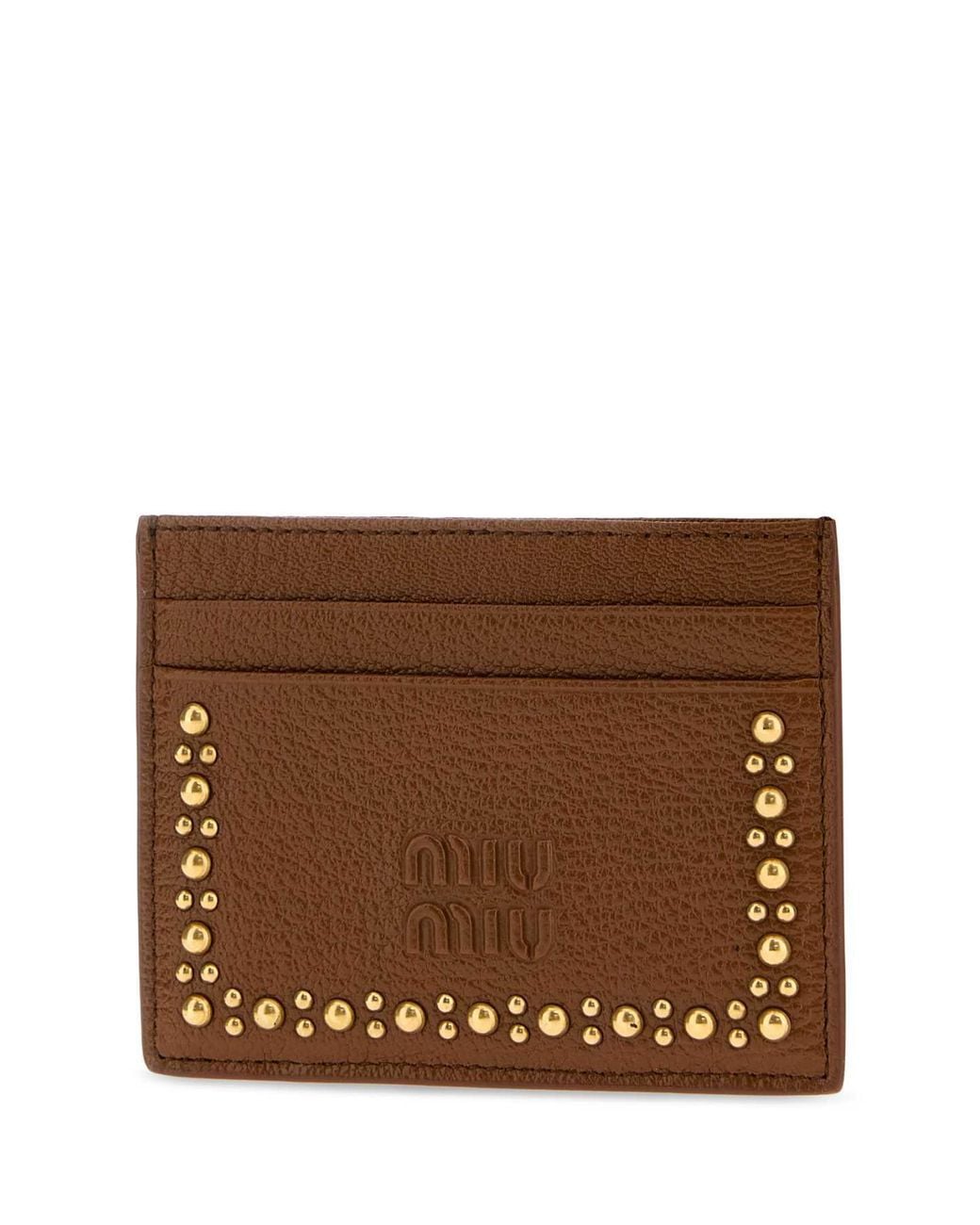 Miu Miu Brown Mini Leather Card Holder