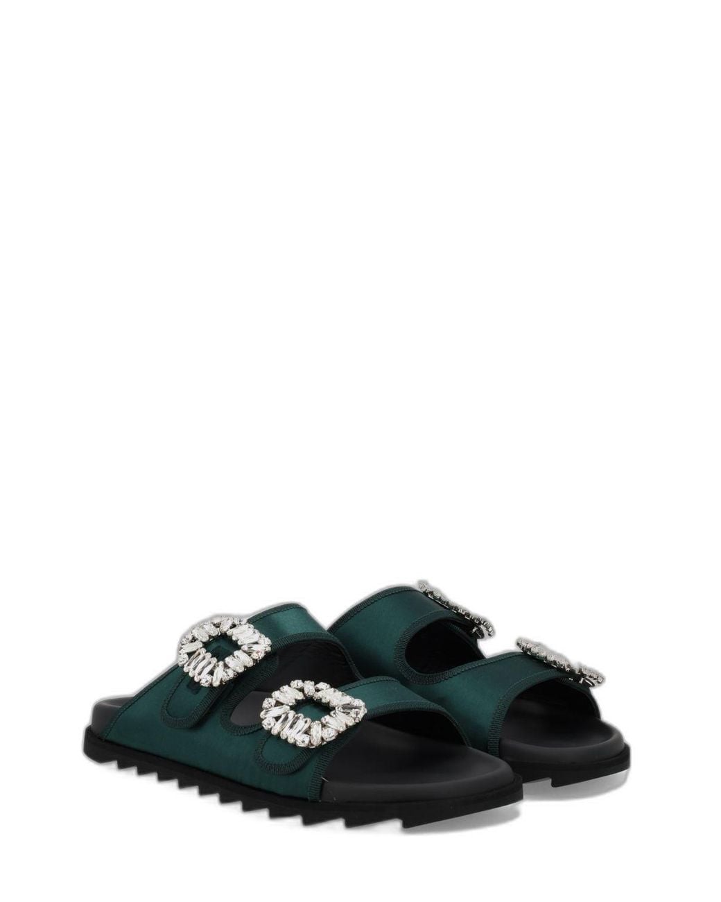 Roger Vivier Black Slidy Viv Sandals With Strass