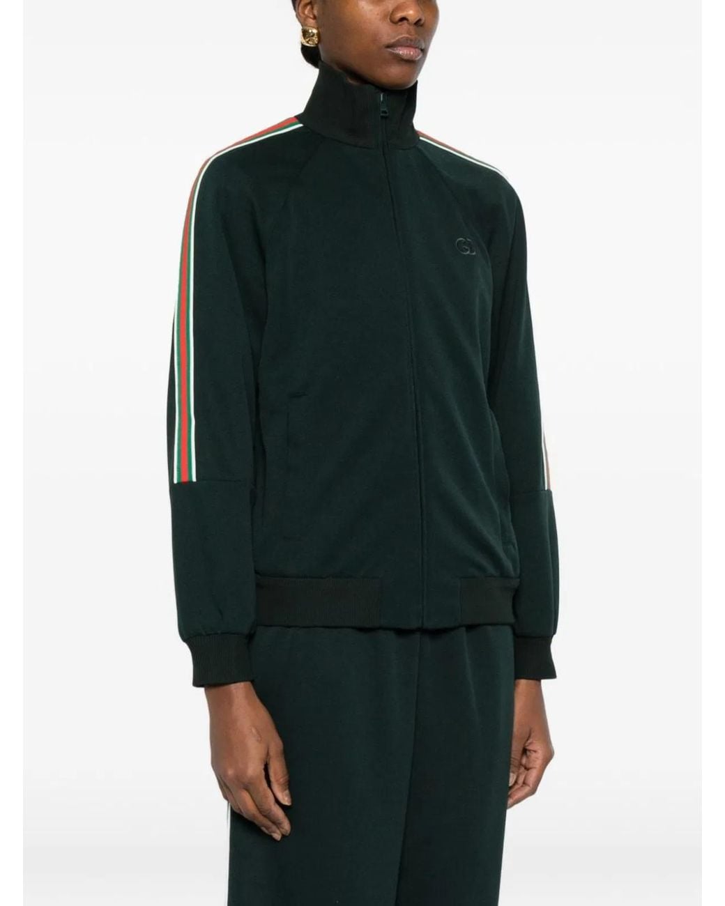 Gucci Black Logo Stripe Zip Ribbed