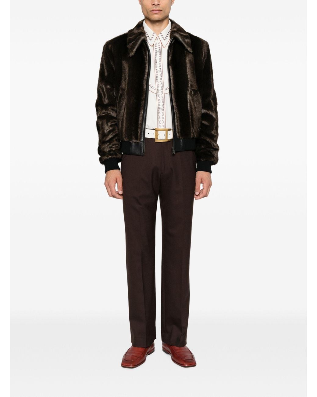 Amiri Black Faux Fur Blouson Jacket for men