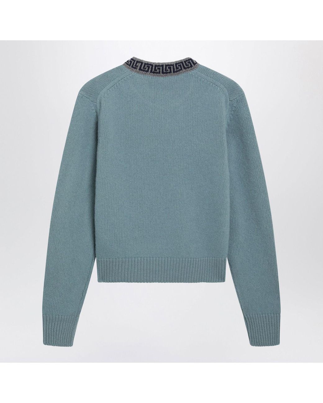 Versace Blue Light Wool And Cashmere Crewneck Sweater