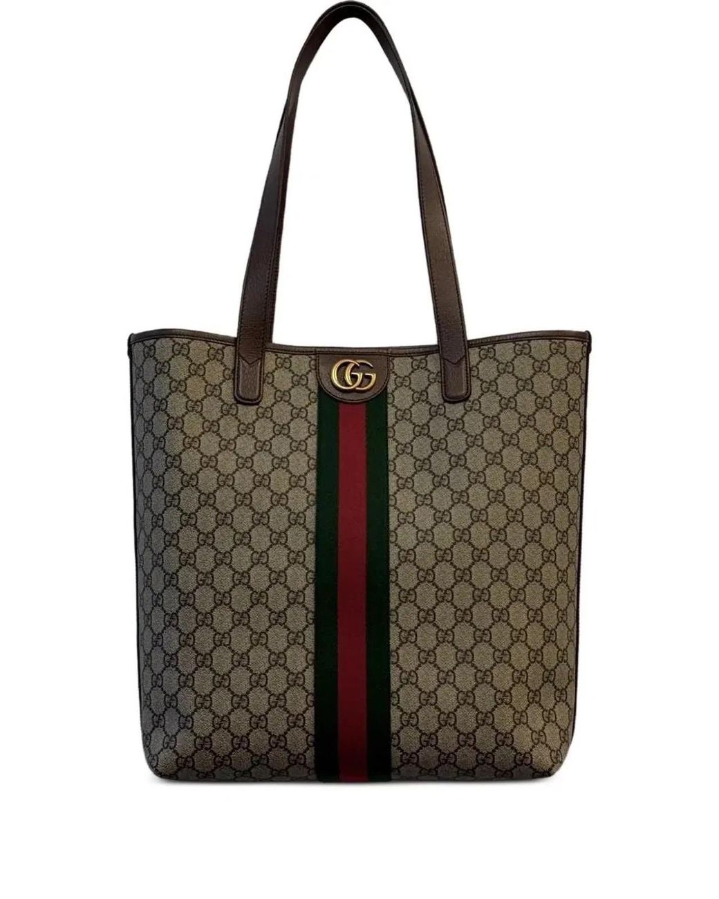 Gucci Black Patterned Canvas Striped Tote Bag for men