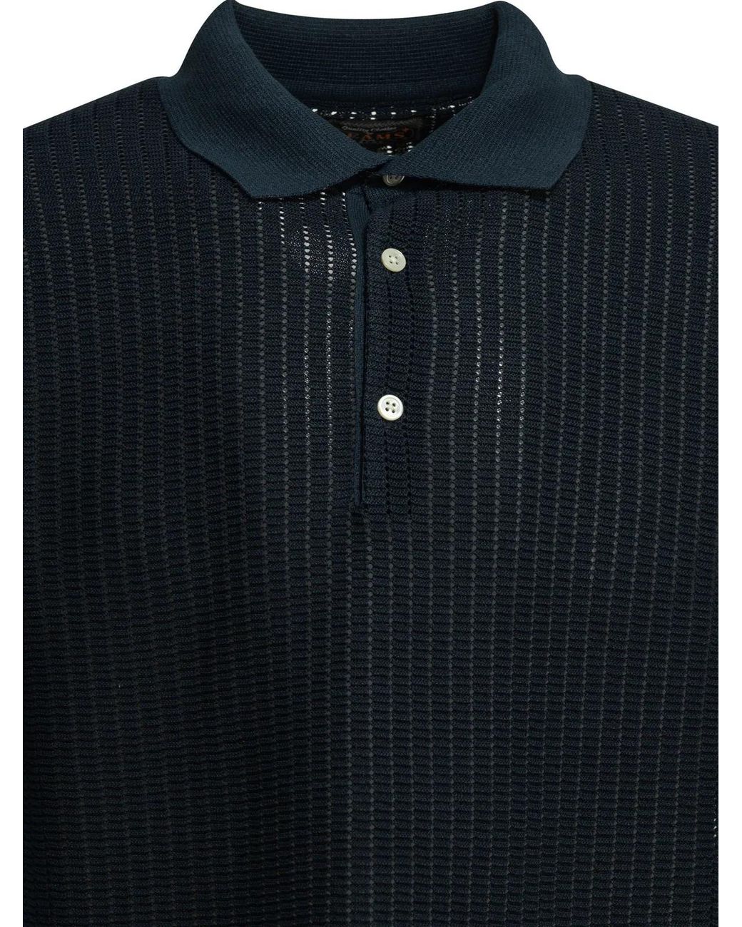 Beams Plus Black Paper Polyester Nylon Spandex Washi Yarn Polo Shirt for men