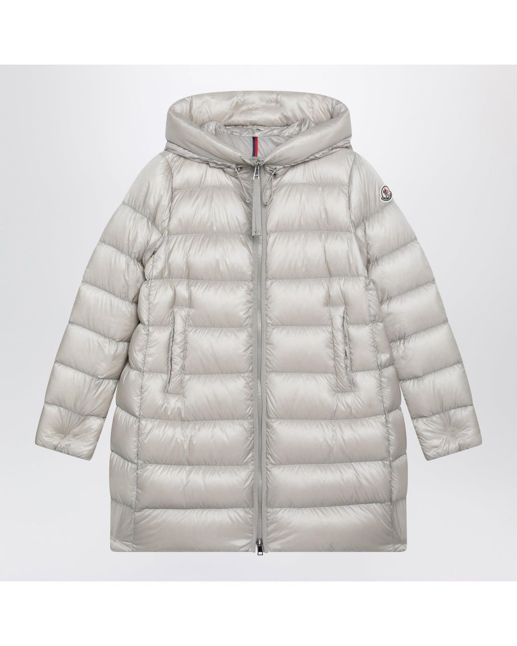 Moncler Gray Pearl Nylon Laque Down Jacket