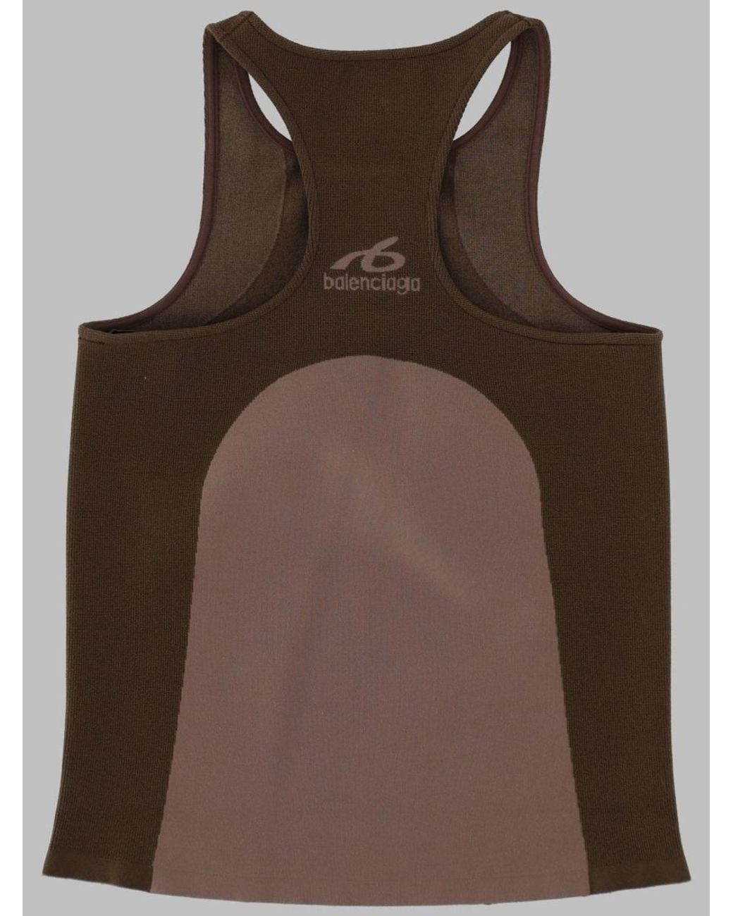 Balenciaga Brown Tank Top Senza Cuciture Techwear