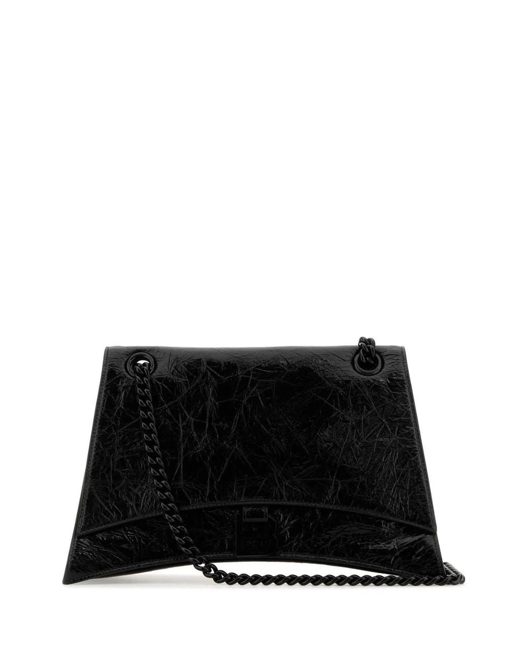 Balenciaga Black Leather Medium Crush Shoulder Bag