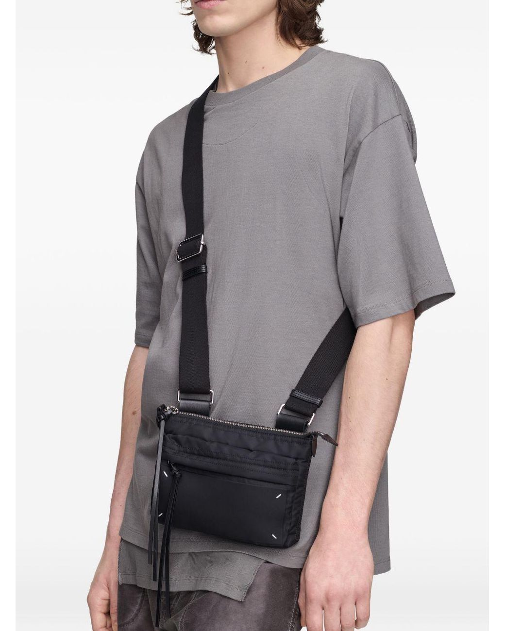 MM6 by Maison Margiela Black Zip Camera Shoulder Bag for men