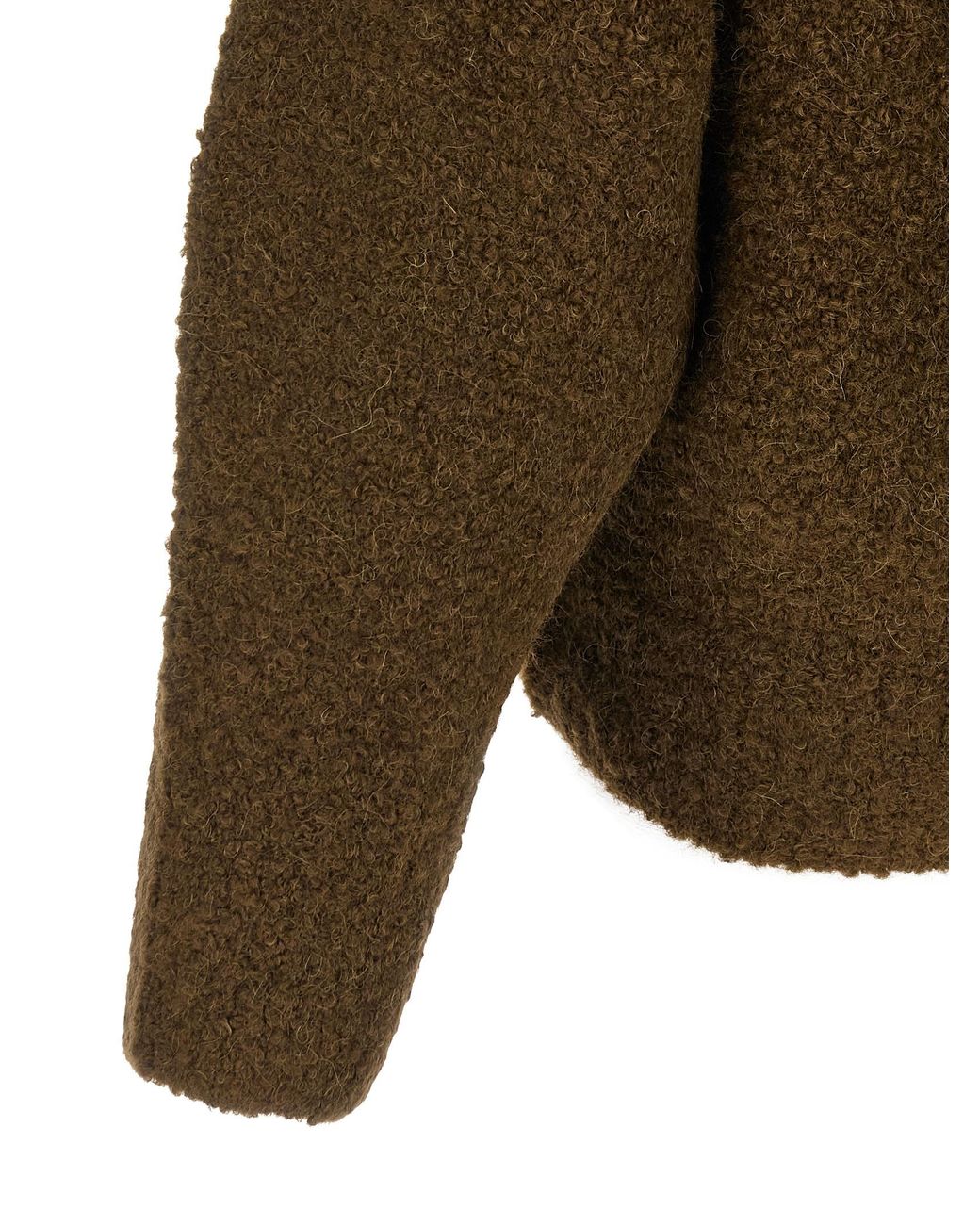 Totême  Green Bouclé Turtleneck Sweater
