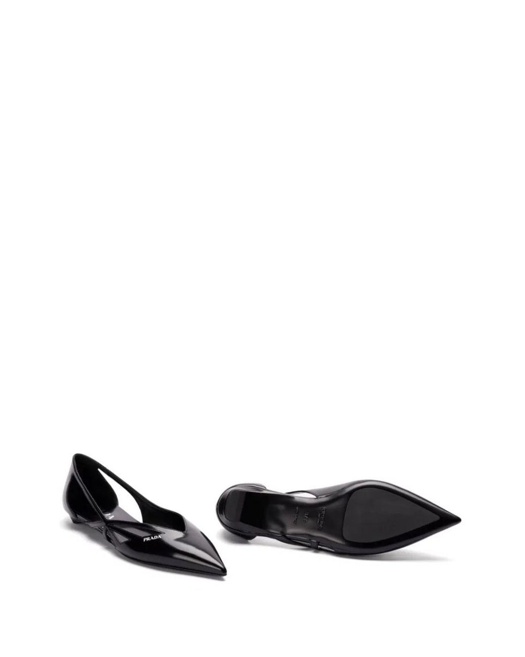 Prada Black 15Mm Cut-Out Leather Ballerina Shoes