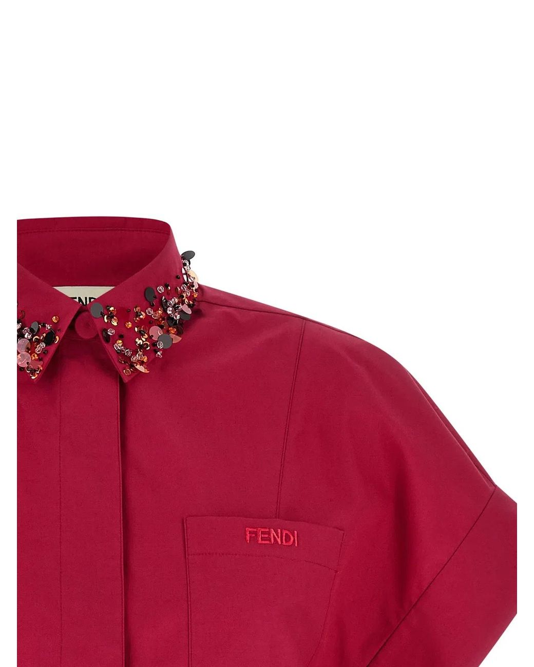 Fendi Red Shirt With Embroidery