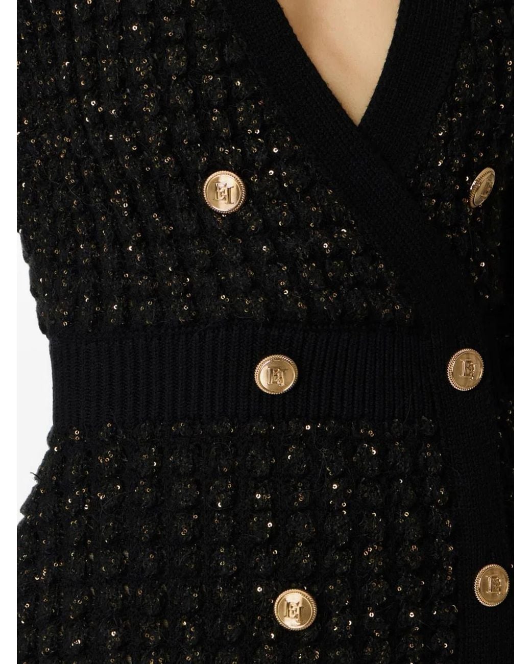 Elisabetta Franchi Black Ribbed Trim Dress