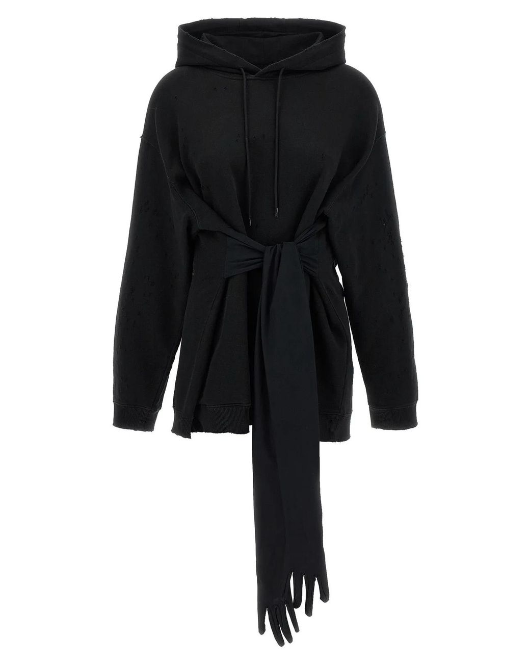 MM6 by Maison Margiela Black Hoodie Dress With Gloves