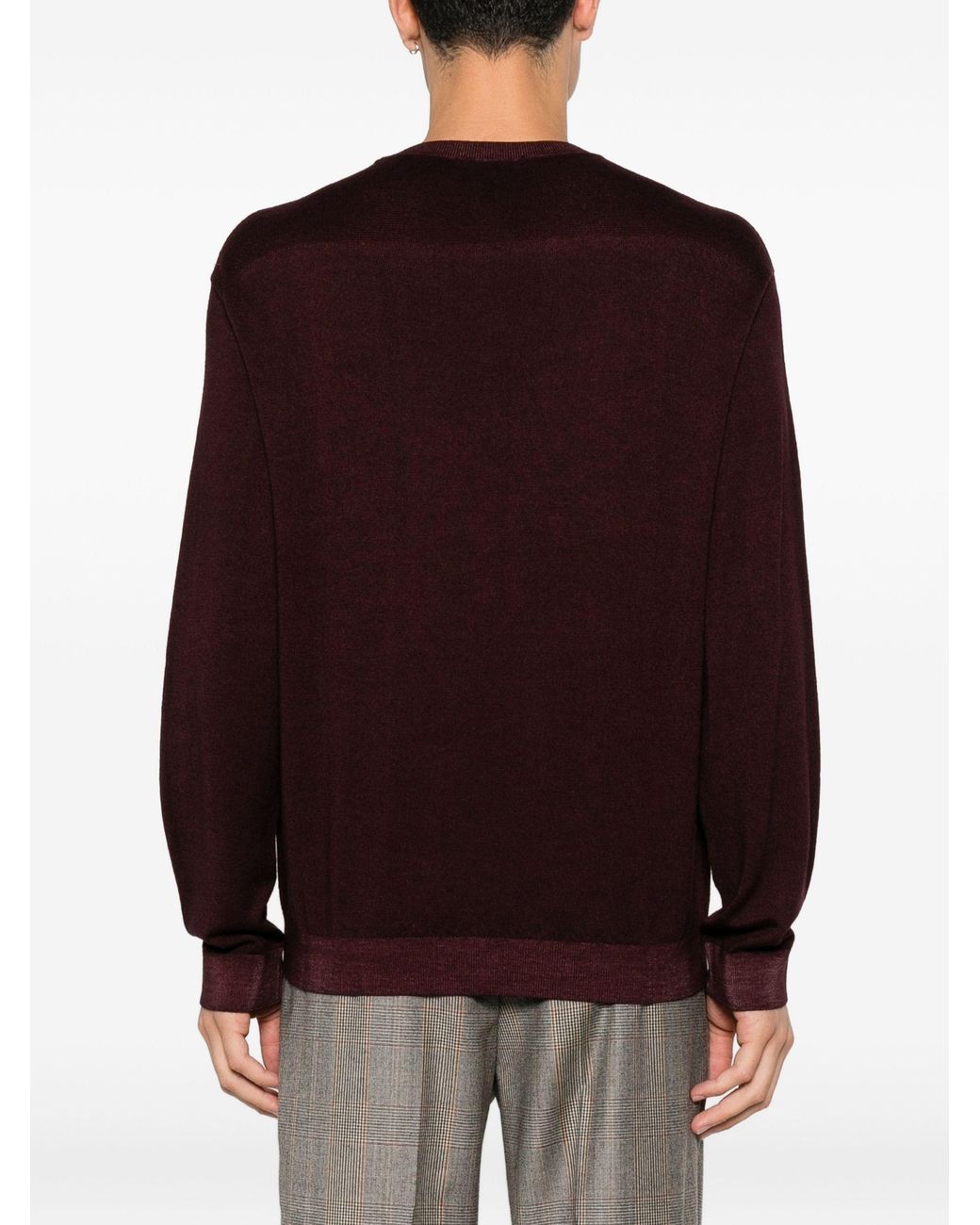 Emporio Armani Purple Virgin Wool Pullover for men