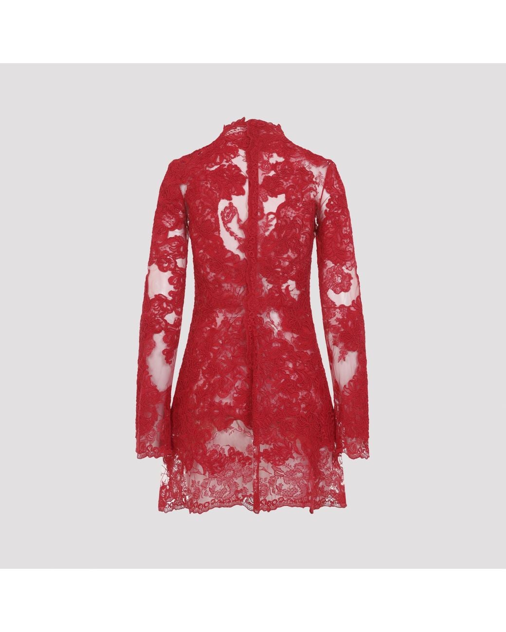 Ermanno Scervino Red Scarlet Lace Mini Dress
